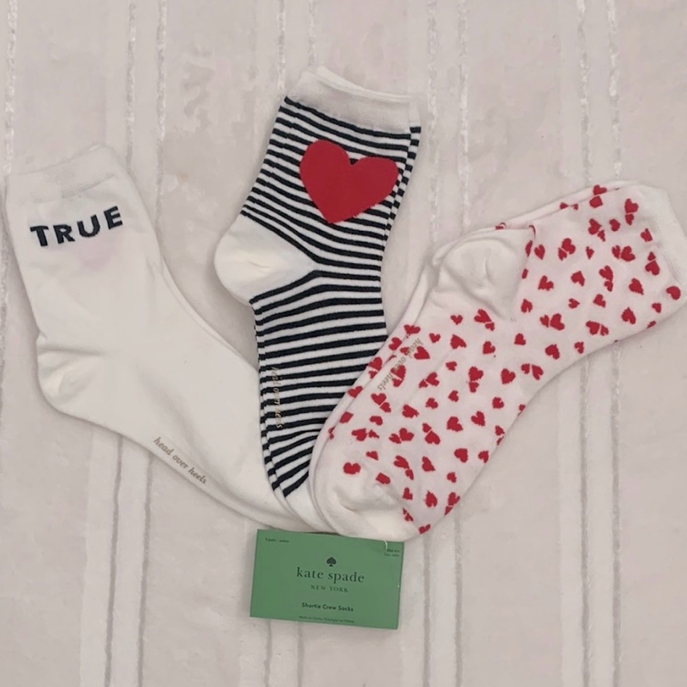 Kate Spade NY True Love Hearts Socks 3 pairs One Size